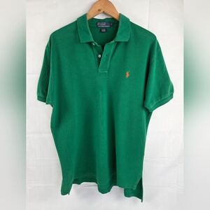 Polo Ralph Lauren Shirt Mens Large Green Short Sleeve Polo Solid Classic Fit
